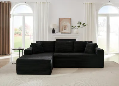 Produktbild von Modulares Ecksofa in L-Form mit Memory-Foam - Wolken-Couch Polstersofa Stoffbezug, Bequemes Sektionssofa für Wohnzimmer, Grau