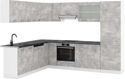 Produktbild von Eckküche Vicco R-Line Beton/Weiß 287 x 60 cm , AP Anthrazit, Model 42279