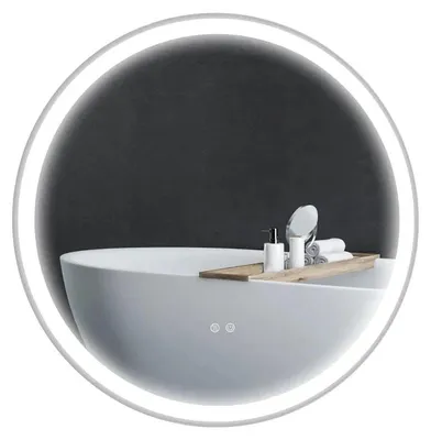 Obrázek produktu pro LED zrcadlo do koupelny s dotykovým ovládáním | Barva: bílá + stříbrná | Rozměry: 60 x 3 x 60 cm