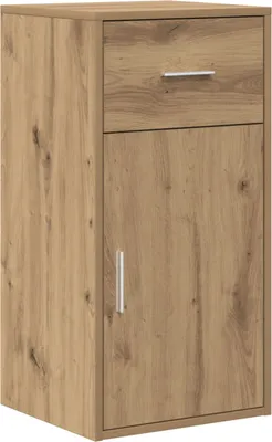 A wooden cabinet with a drawer and a door.