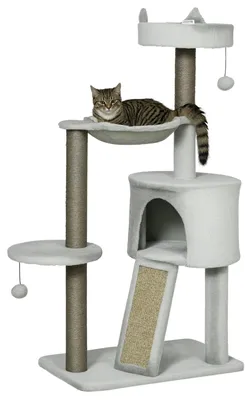 Image de Arbre à chat - Grotte pour chat - Lit pour chat - Hamac pour chat - Jouets - Sisal - Gris clair
