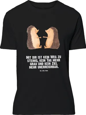 Produktbild von Mr. & Mrs. Panda Größe L T-Shirt Igel Liebe - Schwarz - Geschenk, mit Spruch, Hochzeitstag, Freundin, Tshirt, Hochzeit, Shirt