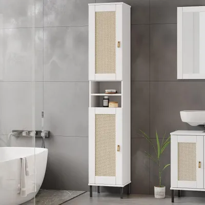 Produktbild von Badhochschrank 35x190cm 'Seattle' Kiefer massiv weiß