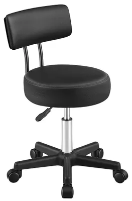 Image de Tabouret à roulettes réglable en hauteur, revêtement en PU, capacité jusqu'à 150 kg | Noir | 50x50x83,5 cm