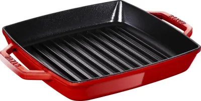 Produktbild von Staub Guss Grillpfanne mit 2 Griffen, quadratisch Kirschrot 23 cm