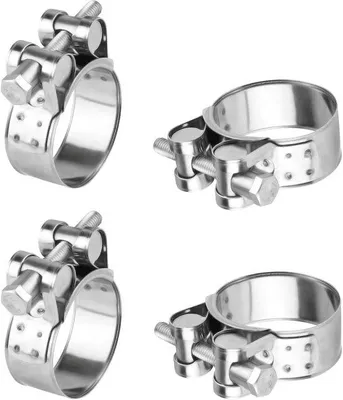 Image de Quatre colliers de serrage réglables en acier inoxydable 304, plage de serrage de 32 à 35 mm, pour colliers de tuyaux, colliers de tubes, colliers de cuves et colliers de purge