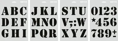Produktbild von Meyco Schablonen Set Buchstaben Zahlen 21x31 cm für Basteln Malen DIY Projekte