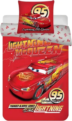 Produktbild von Disney Cars Wendebettwäsche Set | Lightning McQueen | Einzelbettbezug 140 × 200 cm + Kissenbezug 50 × 70 cm | Weiche & Atmungsaktive Kinderbettwäsche | Offizielle Disney Cars Bettwäsche – Cars - Rot/G
