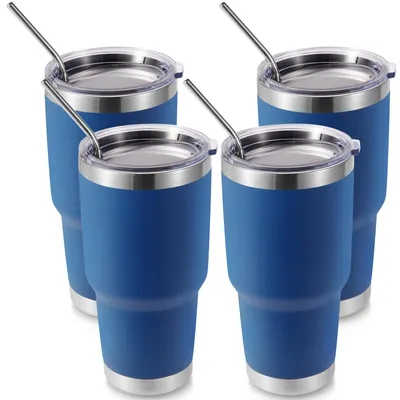 Isolierbecher-Set 4er, doppelwandig, 900 ml, BPA-frei, marineblau