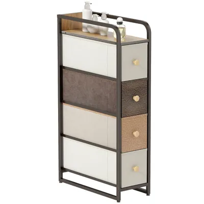Produktbild von Kommode mit vier Schubladen – Stoffkommode – Aufbewahrungsschrank für Wohnzimmer und Eingangsbereich – 20 x 47 x 84,5 cm – Verschiedene Farben