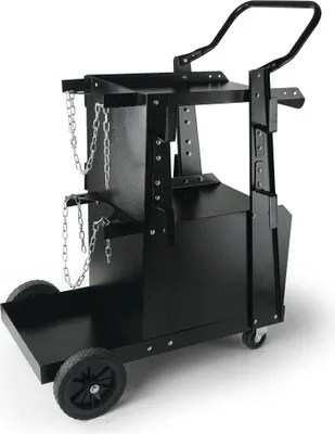Produktbild von Schweißwagen mit Abschließbarem Schrank - Max. 120kg - 2 Ablageflächen - 2 Gasflaschenhalterung - Ideal für Handschweißen, Schutzgasschweißen & Argon-Lichtbogenschweißen