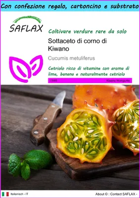 Immagine prodotto di SAFLAX Set regalo - Sottaceto di corno di Kiwano - 10 semi - Cucumis
