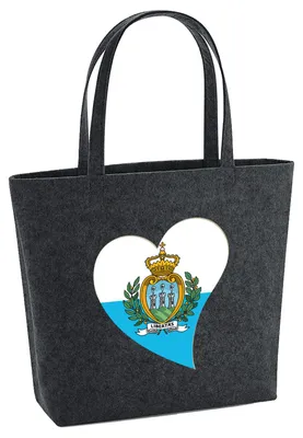 Produktbild von Huuraa Filzshopper San Marino Flagge Herz 22 Liter Charcoal Melange Filztasche Geschenkidee