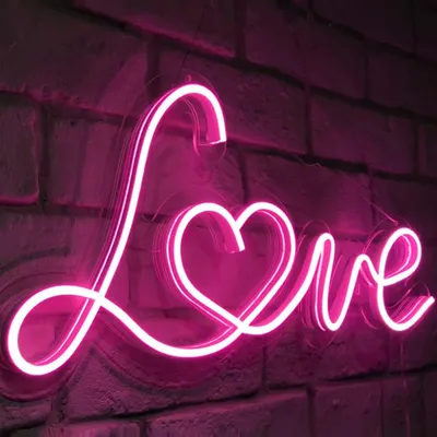 Immagine prodotto di USB LED luce al neon da parete, amore rosa cuore neon segno notte luci al neon per bar festa San Valentino matrimonio camera da letto decorazione della parete