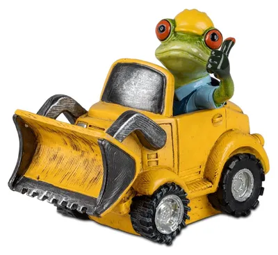 Image de Formano Grenouilles rigolotes Figurine d'ouvrier du bâtiment avec chargeuse sur pneus Décoration16cm Peint à la main