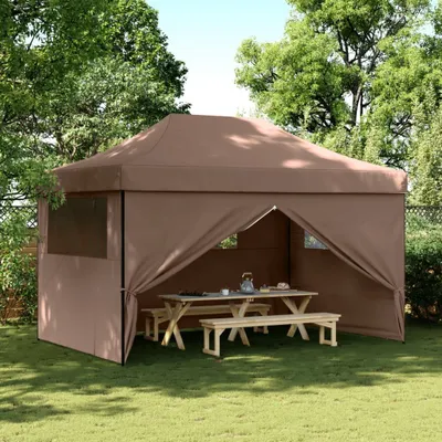 Image de Maison Exclusive - Tente de réception pliable Pop-Up avec 4 panneaux latéraux, marron