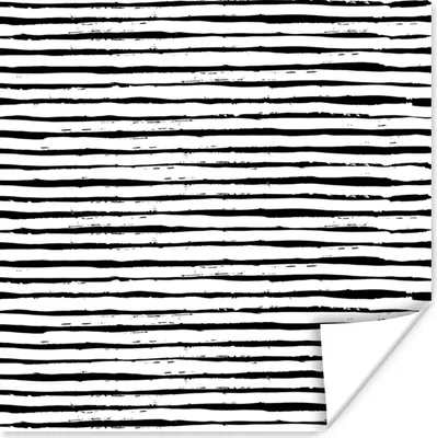 Produktbild von MuchoWow® Poster Schwarz - Streifen - Weiß - Design 75x75 cm - Wand Dekoration
