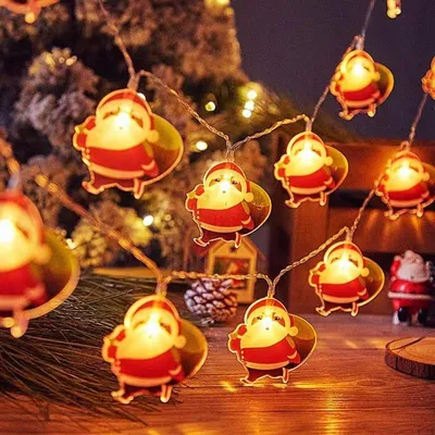 Produktbild von Weihnachtslichterkette für die Kaminsims-Deko, 3 m, 20 LEDs, Weihnachtsmann, batteriebetrieben