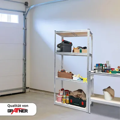 Produktbild von Grafner Schwerlastregal mit 8 Böden 2er Set, Böden aus MDF, maximale Belastung 1400 kg, abgerundete Ecken, 160x160x40 cm, Doppelpack Steckregal, Lagerregal Kellerregal