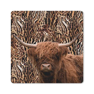 Produktbild von MuchoWow® Mauspad Mousepad Panther Druck - Tiere - Schottischer Highlander 20x20 cm - Mousepads - Maus Mat - Pad - Mausunterlage - Desk Mat - Bureauartikeln