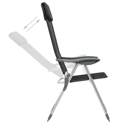 Image de vidaXL Chaises de camping pliantes 4 pcs. Aluminium Noir