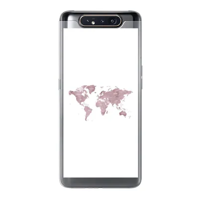 Produktbild von MuchoWow® Handyhülle Schutzhülle Hülle für Samsung Galaxy A80 Weltkarte - Rosa - Weiß Silikon Softcase Handy Hülle - Schutzdeckel