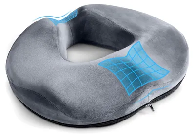 Produktbild von Hämorrhoiden Sitzkissen, Donut Kissen aus Memory Foam, Abnehmbares Ergonomisches Sitzkissen, Sitzring zur Entlastung des Steißbeins, Sitzring nach Operation für Bürostühle, Rollstühle, Autositze