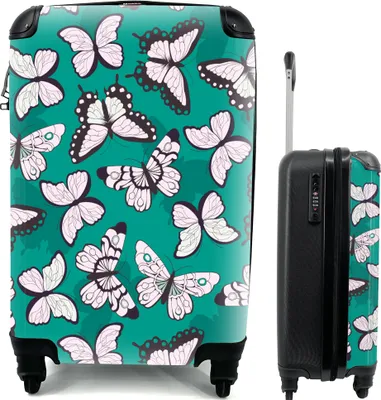 Produktbild von MuchoWow® MuchoWow® Koffer Handgepäck Trolley Rollkoffer Kleine Reisekoffer mit 4 Rollen - Mädchen - Schmetterling - Tiere - Muster - Mädchen - Kinder - Kinder - Cabin Size < 55x40x23 cm & 55x40x20 cm