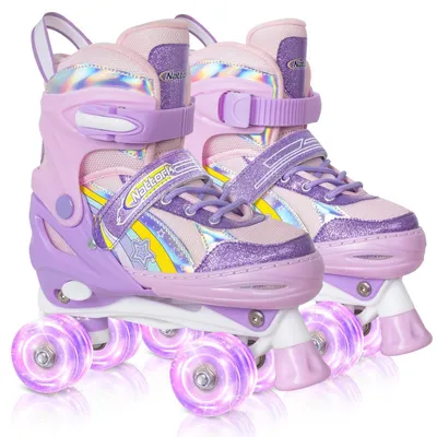 Produktbild von Verstellbare Rollschuhe für Mädchen mit Regenbogenrädern