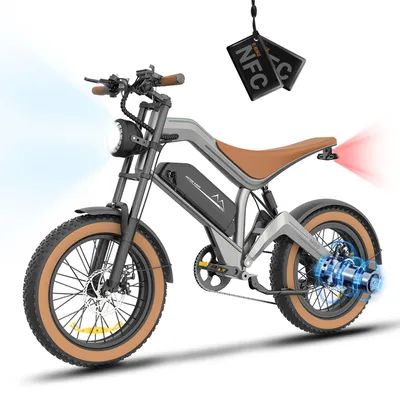 Image de Vélo électrique Fatbike E-Bike - M20 - Moteur sans balais de 1 000 W - Batterie amovible de 48 V et 18,2 Ah - Vitesse maximale de 55 km/h - Autonomie jusqu'à 60 km - Pneus larges de 51 cm - Freins à disque hydrauliques avec écran NFC