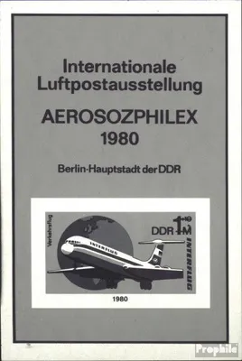 Produktbild von Briefmarken DDR 1980 Mi Block59S (kompl.Ausg.) Schwarzdruck postfrisch INTERFLUG