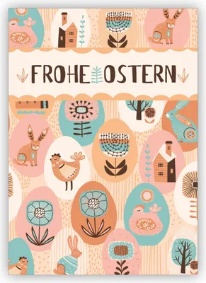 Produktbild von Bunte Retro Vintage Osterkarte mit Ostereiern: frohe Ostern