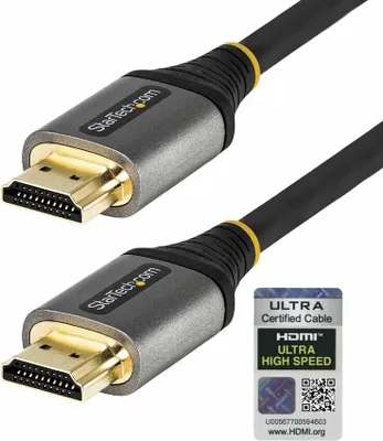 Produktbild von StarTech.com 50 cm 8K HDMI 2.1 Kabel - es UHD HDMI 2.1 Kabel 48Gbit/s - 8K 60Hz/4K 120Hz HDR10+ eARC - UHD 8K HDMI Kabel - Monitor/Fernsehgerät/Display - Flexibler TPE Mantel, 0,5 m, HDMI Typ A (Standard), HDMI Typ A (Standard), 48 Gbit/s, Audio Return Channel (ARC), Schwarz, Grau