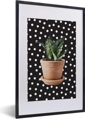 Produktbild von MuchoWow® MuchoWow® Gerahmtes Poster Pflanze - Pflanzgefäß - Dots 40x60 cm - Poster mit zchwarzem Bilderrahmen - Poster in Rahmen