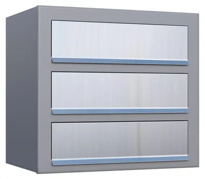 Produktbild von Wandbriefkasten Cube for Three in Grau Metallic mit Edelstahlklappe