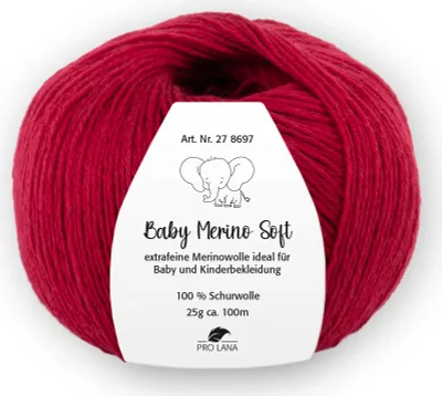 Produktbild von Pro Lana Baby Merino soft 25 g Wolle Extraweiche Schurwolle für Babys 100 m, Farbe:031 - weinrot