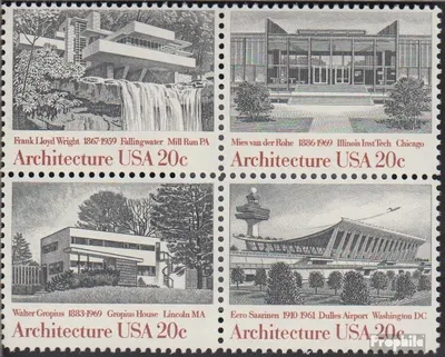 Produktbild von Briefmarken USA 1982 Mi 1600-1603 Viererblock (kompl.Ausg.) postfrisch Amerikanische Architecktur (IV)