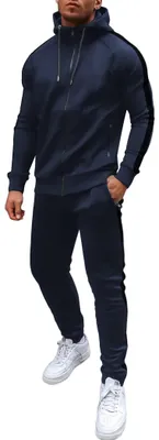Imagen del producto de Traje de entrenamiento para hombre, de dos piezas, con cremallera y bolsillos