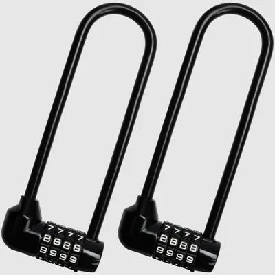 Produktbild von Kurtzy 4-Stelliges Bügelschloss Fahrrad Diebstahlschutz (2er Pack)U Lock 16cm mit Langem Bügel -Robustes, Wasserdichtes Bügelschloss Zahlenschloss mit
