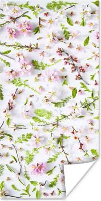 Produktbild von MuchoWow® Poster Ein weißes und rosa Blumenmuster 20x40 cm - Plakat - Foto