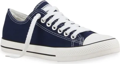 Produktbild von Mytrendshoe Herren Sneakers Sportschuhe Stoffschuhe Schnürer 94238, Farbe: Dunkelblau Lucky, Größe: 45
