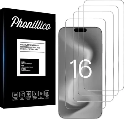 Image de Verre trempé pour iPhone 16 [4 pièces] Film de protection d'écran anti-rayures verre résistant Phonillico®