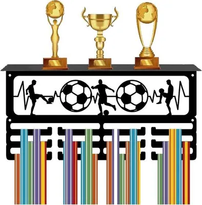 Produktbild von Fußball-Medaille-Halter und -Anzeigetafel mit 12 Haken-ECG-Design - für Athleten 157x8x4