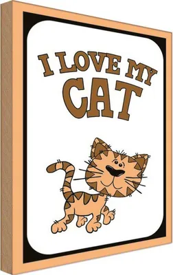 Produktbild von vianmo Holzschild 18x12 cm Katze i love my Cat Tier Haustier