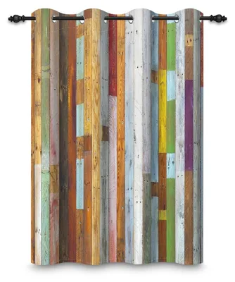 Produktbild von Verdunkelungsvorhang Holzplankenmuster 107x215 cm - Ösen