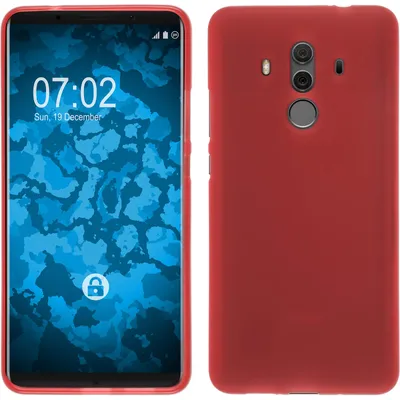 Produktbild von PhoneNatic Case kompatibel mit Huawei Mate 10 Pro - rot Silikon Hülle matt Cover