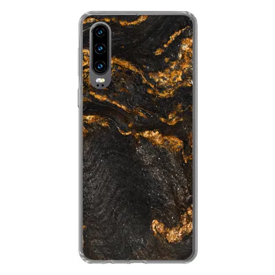 Produktbild von MuchoWow® Handyhülle Schutzhülle Hülle für Huawei P30 Marmor - Limette - Schwarz - Gold - Marmoroptik - Luxus Silikon Softcase Handy Hülle - Kartenbesitzer