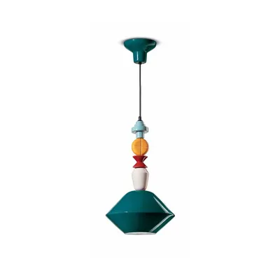 Produktbild von Ferroluce Lariat Hängeleuchte 56cm Türkis Rund