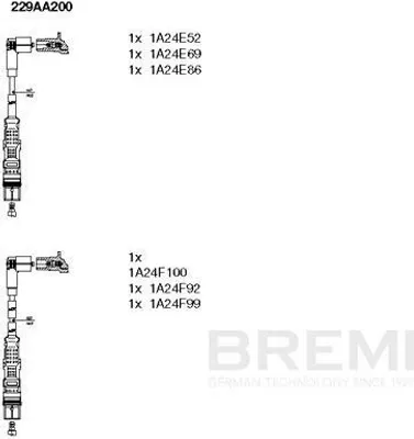 Produktbild von BREMI 229AA200 Zündkabelsatz Zündleitungssatz für VW Transporter IV Bus (70B, 70C, 7DB, 7DK, 70J, 70K, 7DC, 7DJ) Transporter IV Kastenwagen
