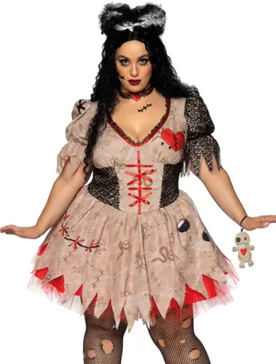 Produktbild von Voodoo-Damenkostüm Halloween-Verkleidung in Übergröße braun-rot XL/2XL (48-52)